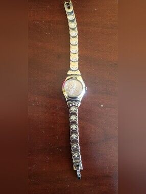 Swatch Silver Floral Dial Bracelet Watch